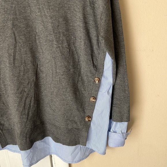 J’Envie Mix Media Gray Blue stripes Shirt Size XS - Picture 6 of 10